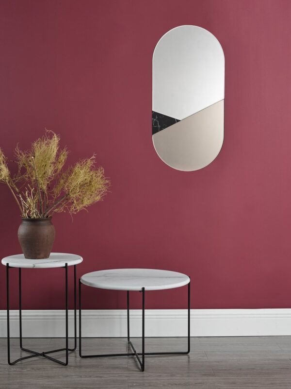 Azzate Round Coffee Table White Marble Effect - Image 4