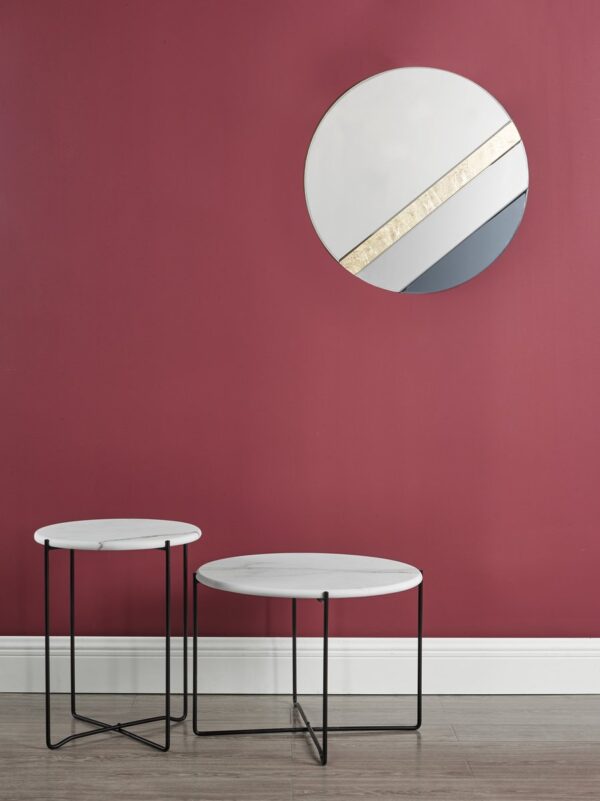 Azzate Round Coffee Table White Marble Effect - Image 6