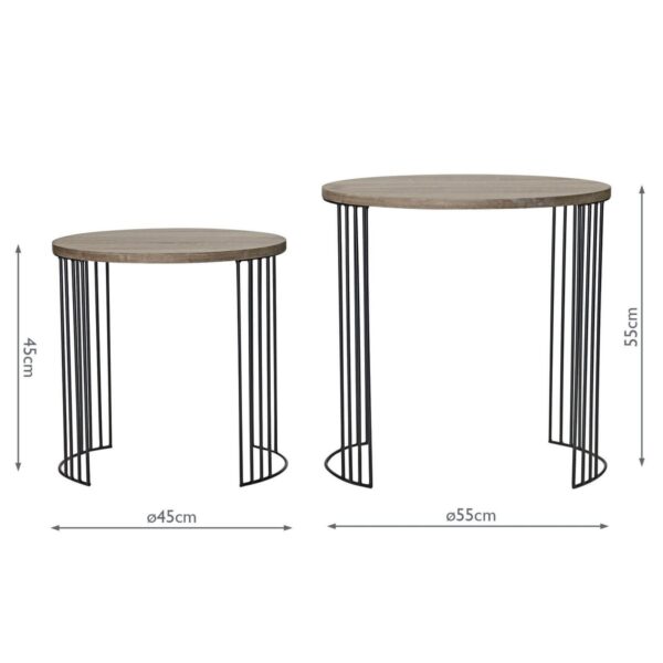 Drum Nest of 2 Round Tables Oak Effect - Image 8
