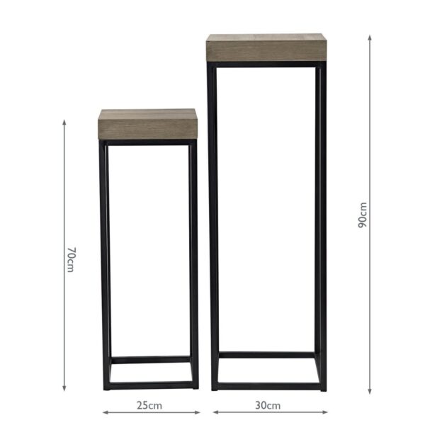 Fabio Nest of 2 Plant Stand Oak Style Effect - Image 8