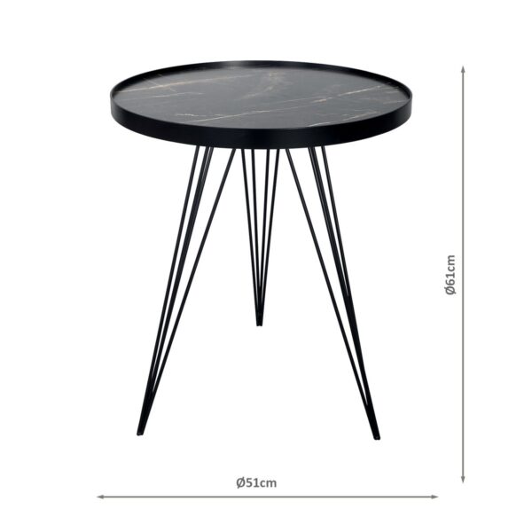 Rauma Round Side Table Dark Grey Stone Effect - Image 8