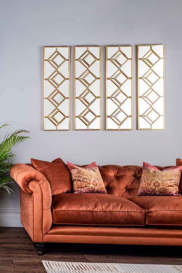 Kipton Rectangle Decorative Mirror with Gold Foil Detail 98 x 30cm - Image 5
