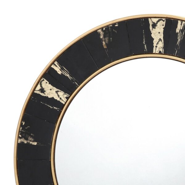 Sidone Round Mirror With Black/Gold Foil Detail 80cm - Image 2