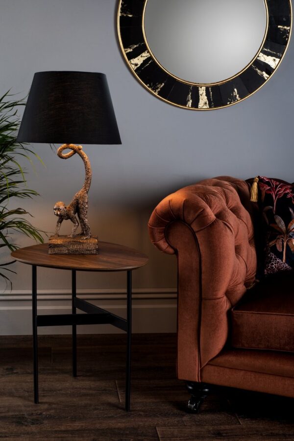 Sidone Round Mirror With Black/Gold Foil Detail 80cm - Image 6