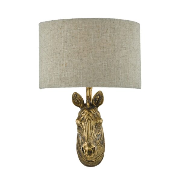 Abby Zebra Wall Light Gold with Natural Linen Shade - Image 4