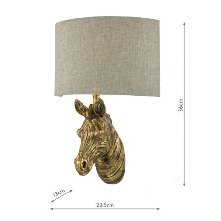 Abby Zebra Wall Light Gold with Natural Linen Shade - Image 6