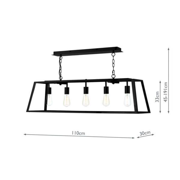Academy 5 Light Pendant Black - Image 8