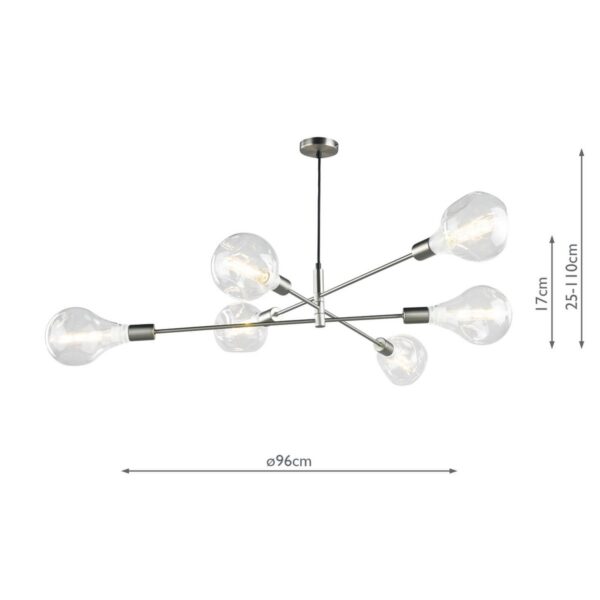 Alana 6 Light Pendant Satin Chrome - Image 6