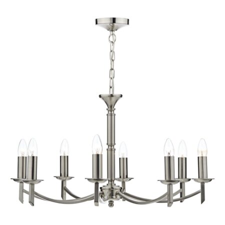 Ambassador 8 Light Dual Mount Chandelier Satin Chrome