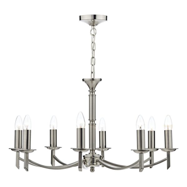 Ambassador 8 Light Dual Mount Chandelier Satin Chrome
