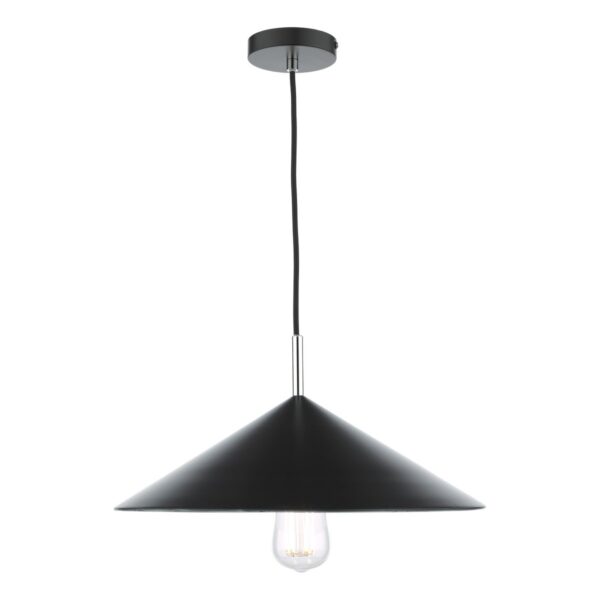Apex 1 Light Single Pendant Matt Black Polished Chrome - Image 5