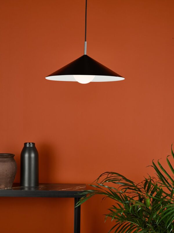 Apex 1 Light Single Pendant Matt Black Polished Chrome - Image 10