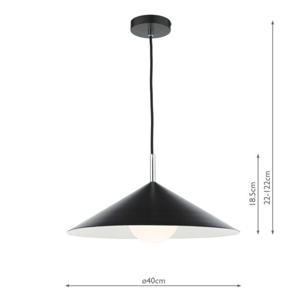 Apex 1 Light Single Pendant Matt Black Polished Chrome - Image 11