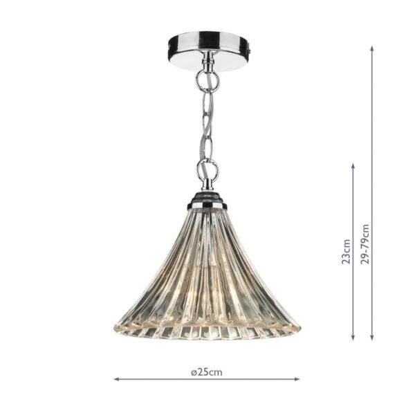 Ardeche Fluted Glass Pendant Polished Chrome - Image 5