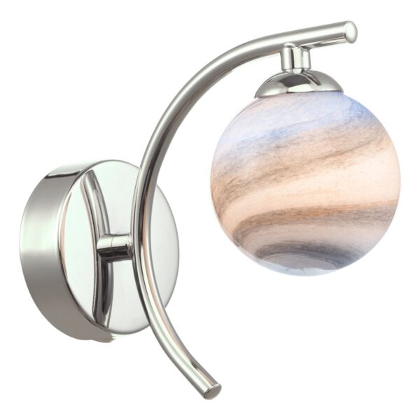 Atiya Wall Light Polished Chrome With Planet Style Glass - Image 2