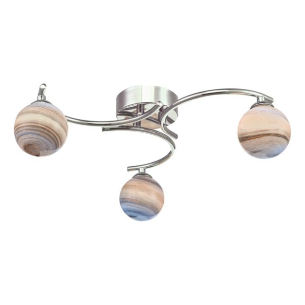 Atiya 3 Light Semi Flush Polished Chrome With Planet Style Glass - Image 2