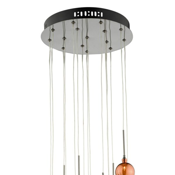 Aurelia 15lt Cluster Pendant Black Chrome & Copper/Bronze Glass - Image 2