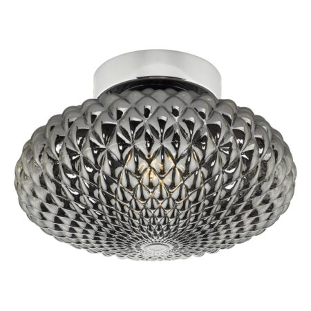 Bibiana Wall Light/Flush Polished Chrome with Smoke Glass Small