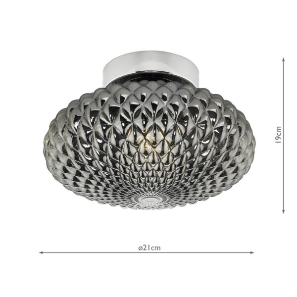 Bibiana Wall Light/Flush Polished Chrome with Smoke Glass Small - Image 4
