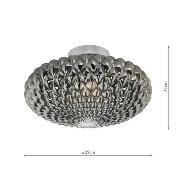 Bibiana Wall Light/Flush Polished Chrome with Smoke Glass Large - Image 5