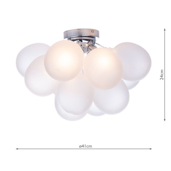 Bubbles 4 Light Flush Polished Chrome Frosted Glass - Image 7