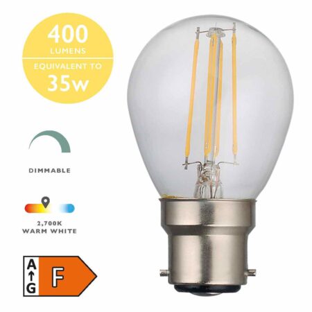 (Pack of 5) LED Golf Ball Light Bulb (Lamp) B22 4W 400LM