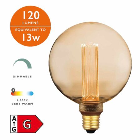 (Pack of 5) LED Large Globe Light Bulb (Lamp) ES/E27 3.5W 120LM