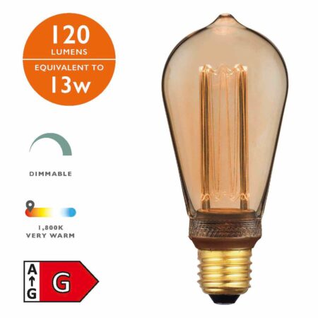 (Pack of 5) LED Rustika Light Bulb (Lamp) ES/E27 3.5W 120LM