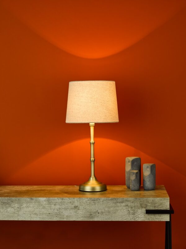 Cane Table Lamp Antique Brass With Shade - Image 7