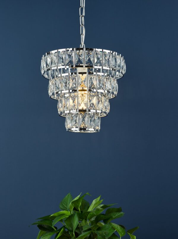 Cerys Single Pendant Polished Chrome Crystal - Image 8