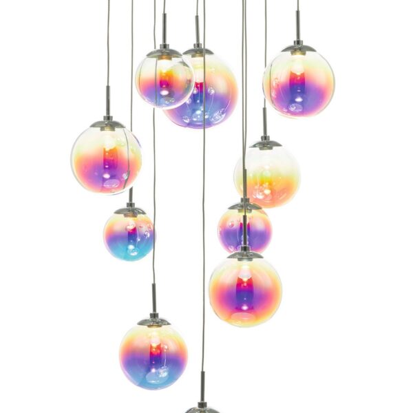Cesario 12 Light Cluster Pendant Polished Chrome Iridised Glass LED - Image 4