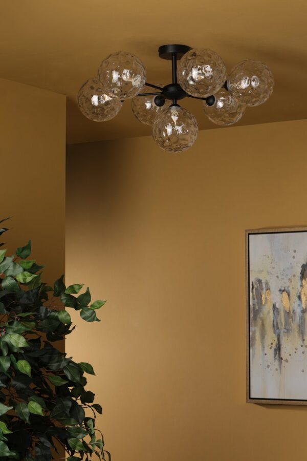 Cohen 7 Light Semi Flush Matt Black Moulded Glass - Image 5