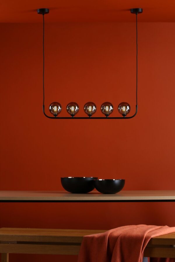 Cradle 5 Light Bar Pendant Matt Black With Smoked Glass - Image 5