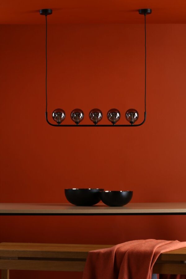 Cradle 5 Light Bar Pendant Matt Black With Smoked Glass - Image 6