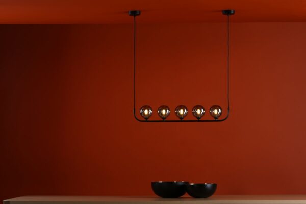 Cradle 5 Light Bar Pendant Matt Black With Smoked Glass - Image 7