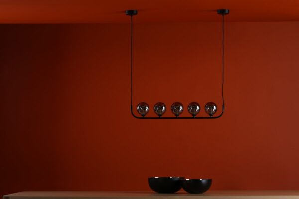 Cradle 5 Light Bar Pendant Matt Black With Smoked Glass - Image 8