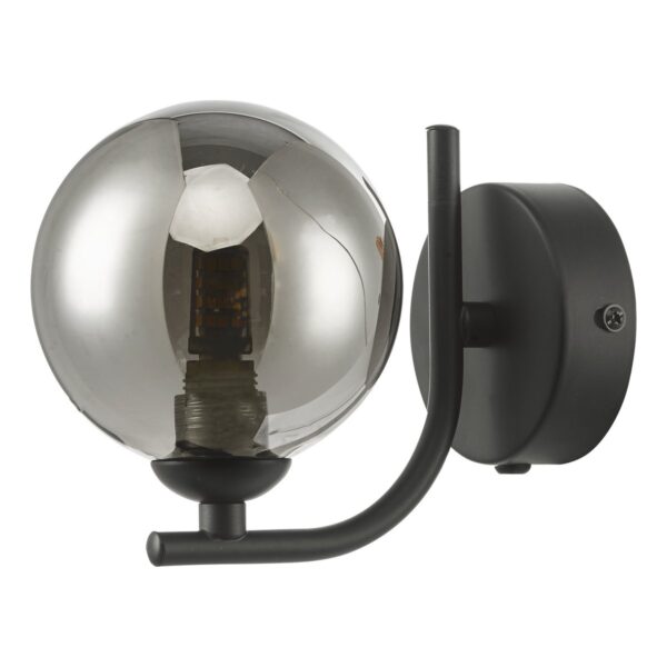 Cradle 1 Light Wall Light Matt Black Smoked Glass - Image 2