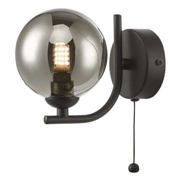 Cradle 1 Light Wall Light Matt Black Smoked Glass - Image 3
