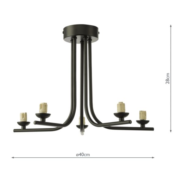 Cradle 5 Light Semi Flush Matt Black Frame Only - Image 3