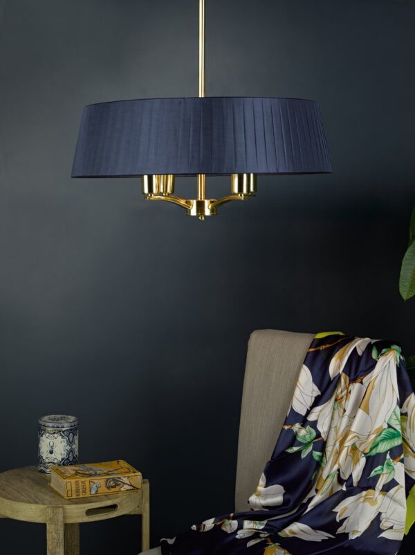 Cristin 4 Light Pendant Satin Brass With Navy Shade - Image 5