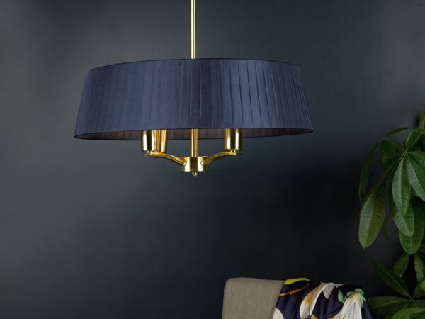 Cristin 4 Light Pendant Satin Brass With Navy Shade - Image 6