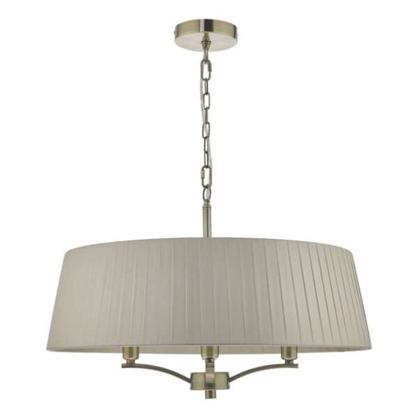 Cristin 4 Light Pendant Antique Brass With Taupe Shade - Image 2