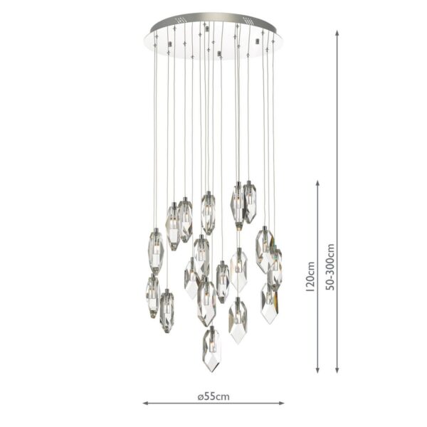 Crystal 18 Light Cluster Pendant Polished Chrome & Crystal - Image 6