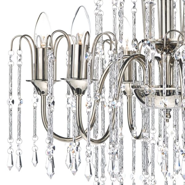 Daniella 6 Light Pendant Polished Nickel Crystal Dual Mount - Image 3