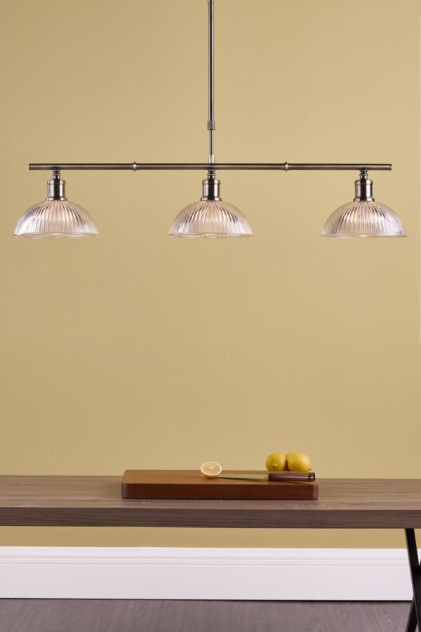 Dara 3 Light Bar Pendant Antique Brass & Glass - Image 7