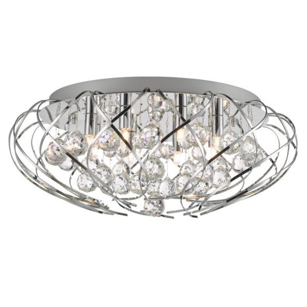 Davian 8 Light Flush Polished Chrome Crystal