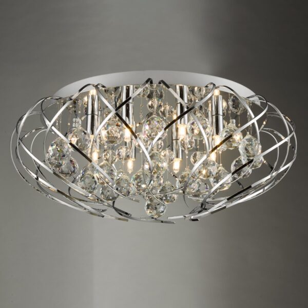Davian 8 Light Flush Polished Chrome Crystal - Image 3