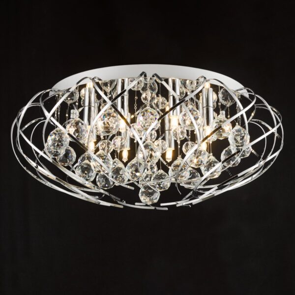 Davian 8 Light Flush Polished Chrome Crystal - Image 4