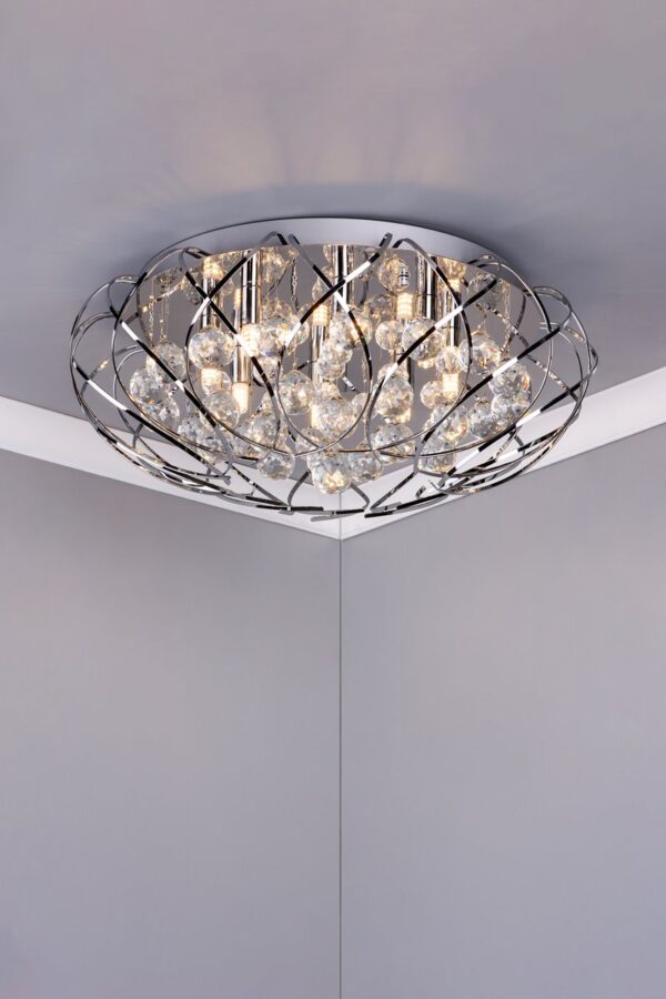 Davian 8 Light Flush Polished Chrome Crystal - Image 7