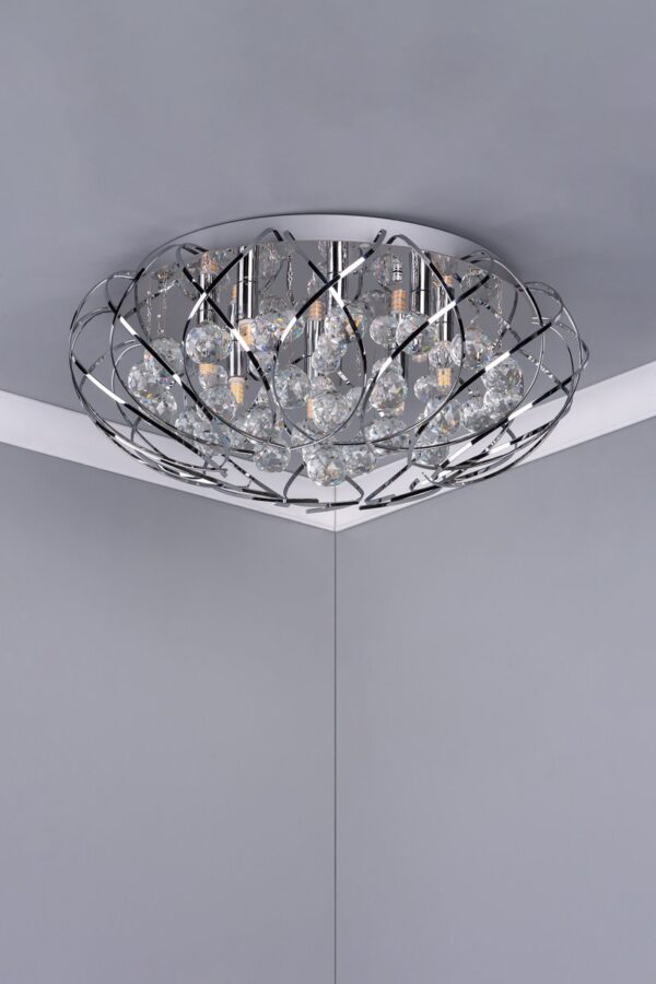 Davian 8 Light Flush Polished Chrome Crystal - Image 8